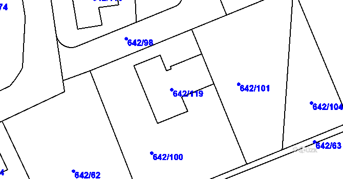 Parcela st. 642/119 v KÚ Otvice, Katastrální mapa