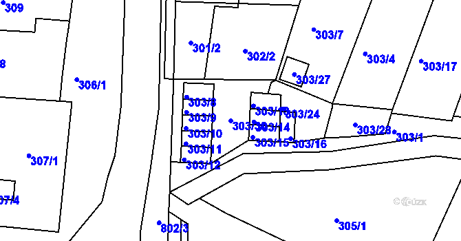 Parcela st. 303/30 v KÚ Otvice, Katastrální mapa