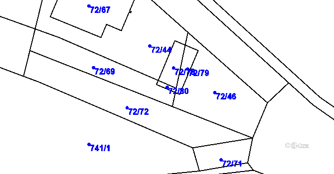 Parcela st. 72/80 v KÚ Otvice, Katastrální mapa