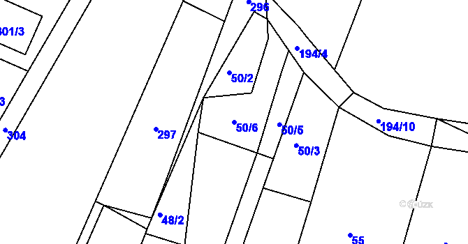 Parcela st. 50/6 v KÚ Pesvice, Katastrální mapa