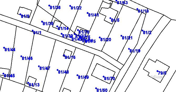 Parcela st. 81/4 v KÚ Pesvice, Katastrální mapa