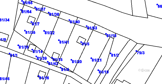Parcela st. 81/5 v KÚ Pesvice, Katastrální mapa