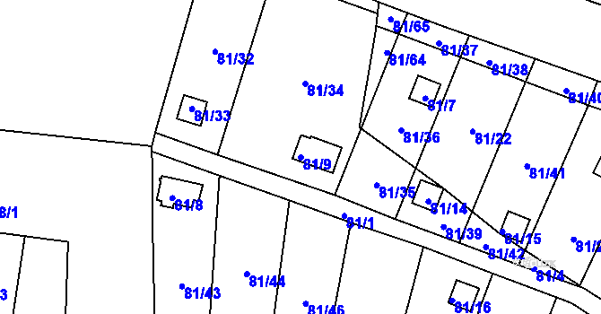 Parcela st. 81/9 v KÚ Pesvice, Katastrální mapa