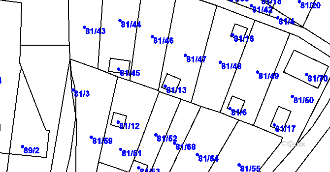 Parcela st. 81/13 v KÚ Pesvice, Katastrální mapa