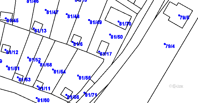 Parcela st. 81/17 v KÚ Pesvice, Katastrální mapa