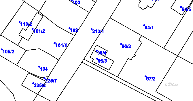Parcela st. 96/4 v KÚ Pesvice, Katastrální mapa