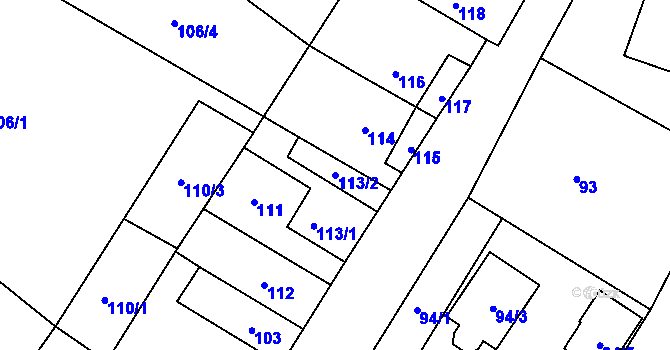 Parcela st. 113/2 v KÚ Pesvice, Katastrální mapa