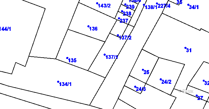 Parcela st. 137/1 v KÚ Pesvice, Katastrální mapa