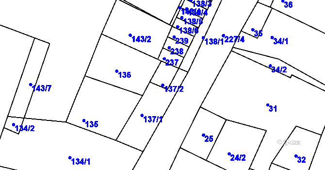 Parcela st. 137/2 v KÚ Pesvice, Katastrální mapa