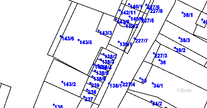 Parcela st. 138/2 v KÚ Pesvice, Katastrální mapa