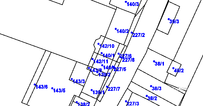Parcela st. 140/1 v KÚ Pesvice, Katastrální mapa