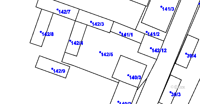 Parcela st. 142/5 v KÚ Pesvice, Katastrální mapa