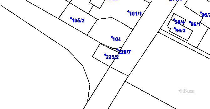 Parcela st. 225/2 v KÚ Pesvice, Katastrální mapa