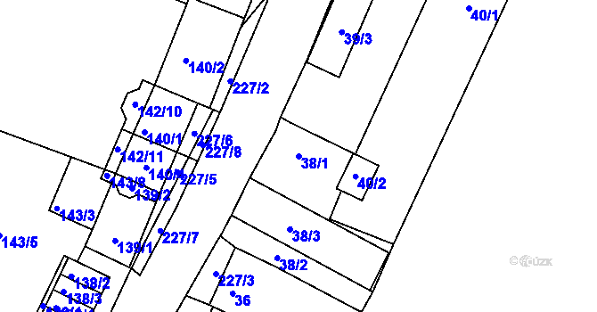 Parcela st. 38/1 v KÚ Pesvice, Katastrální mapa