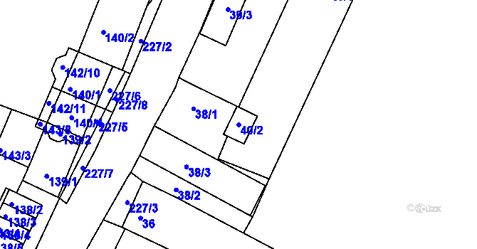 Parcela st. 40/2 v KÚ Pesvice, Katastrální mapa
