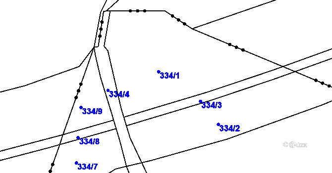 Parcela st. 334 v KÚ Pesvice, Katastrální mapa