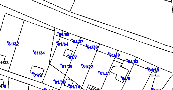 Parcela st. 81/38 v KÚ Pesvice, Katastrální mapa