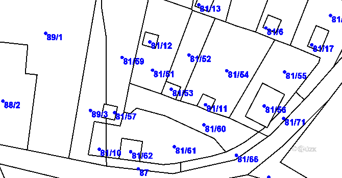 Parcela st. 81/53 v KÚ Pesvice, Katastrální mapa