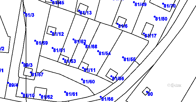 Parcela st. 81/54 v KÚ Pesvice, Katastrální mapa