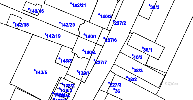 Parcela st. 227/5 v KÚ Pesvice, Katastrální mapa