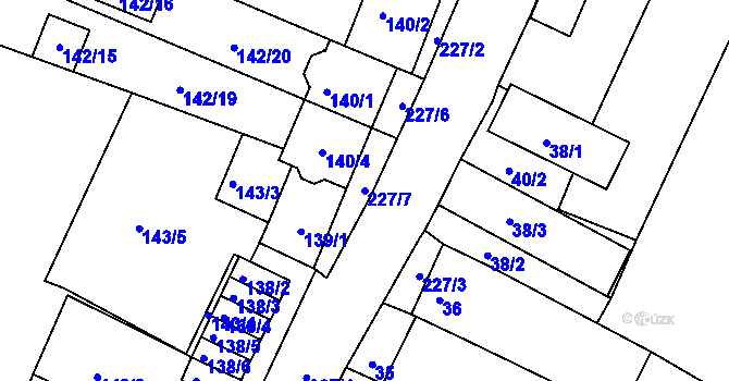 Parcela st. 227/7 v KÚ Pesvice, Katastrální mapa