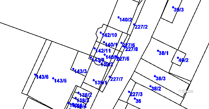 Parcela st. 140/4 v KÚ Pesvice, Katastrální mapa