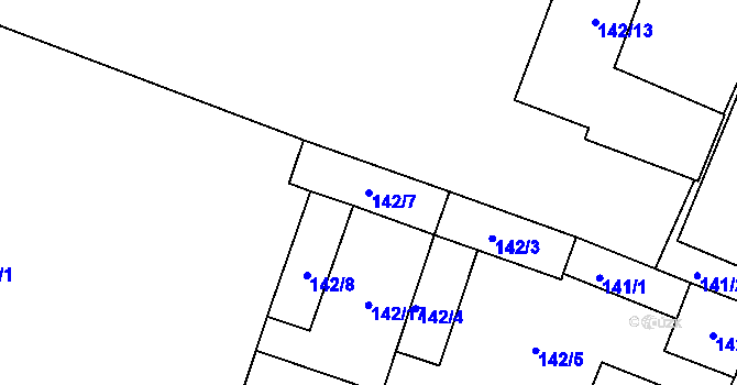 Parcela st. 142/7 v KÚ Pesvice, Katastrální mapa