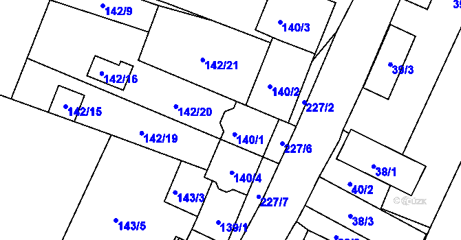 Parcela st. 142/10 v KÚ Pesvice, Katastrální mapa