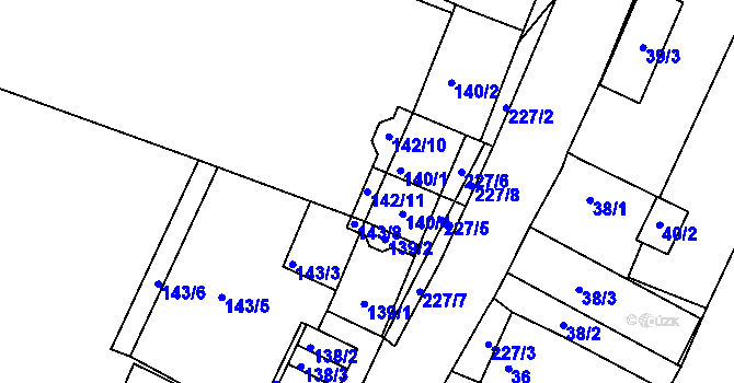 Parcela st. 142/11 v KÚ Pesvice, Katastrální mapa