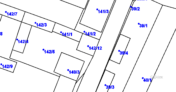 Parcela st. 142/12 v KÚ Pesvice, Katastrální mapa
