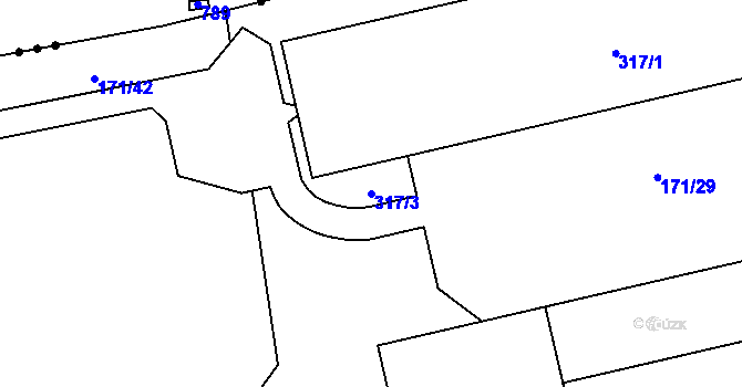 Parcela st. 317/3 v KÚ Pesvice, Katastrální mapa
