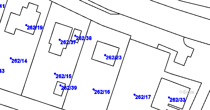 Parcela st. 262/23 v KÚ Pesvice, Katastrální mapa