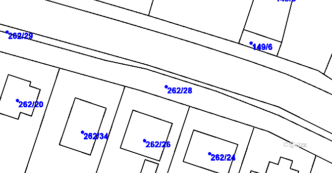 Parcela st. 262/28 v KÚ Pesvice, Katastrální mapa
