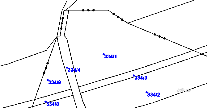 Parcela st. 334/1 v KÚ Pesvice, Katastrální mapa