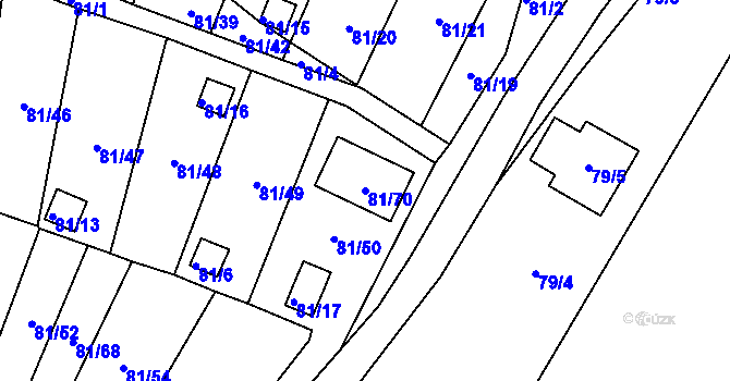 Parcela st. 81/70 v KÚ Pesvice, Katastrální mapa