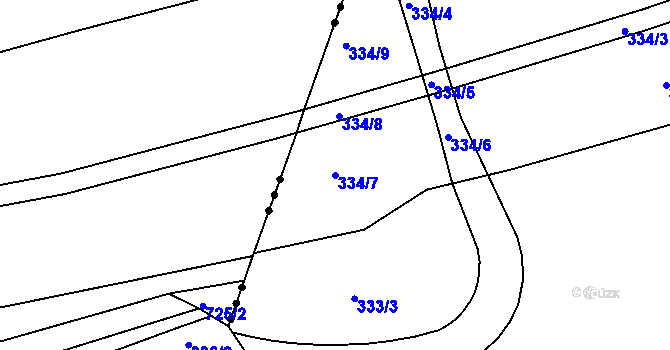 Parcela st. 334/7 v KÚ Pesvice, Katastrální mapa