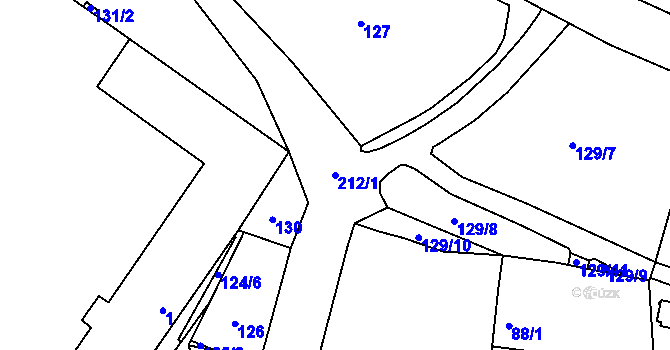 Parcela st. 212/1 v KÚ Pesvice, Katastrální mapa
