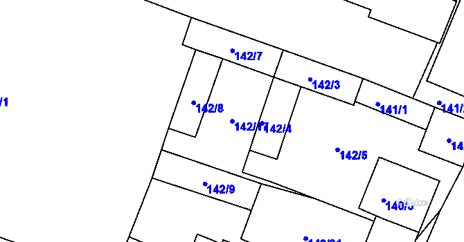 Parcela st. 142/17 v KÚ Pesvice, Katastrální mapa