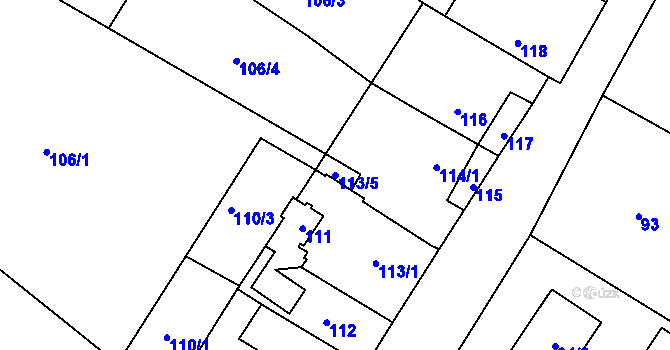 Parcela st. 113/5 v KÚ Pesvice, Katastrální mapa