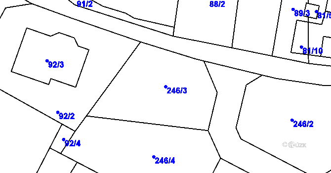 Parcela st. 246/3 v KÚ Pesvice, Katastrální mapa