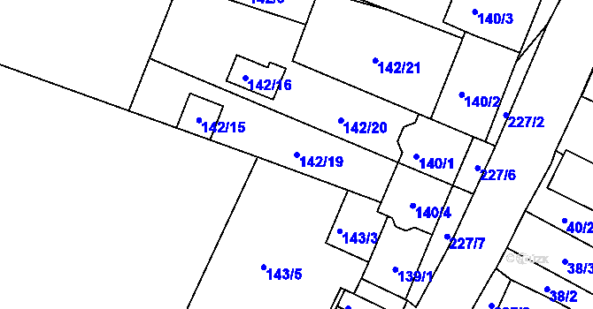 Parcela st. 142/19 v KÚ Pesvice, Katastrální mapa