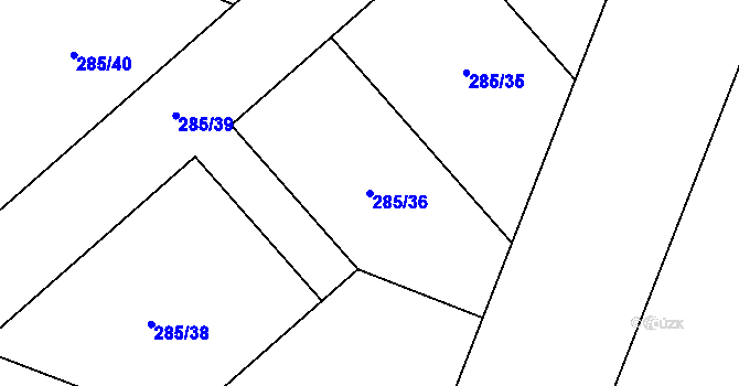 Parcela st. 285/36 v KÚ Pesvice, Katastrální mapa