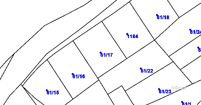 Parcela st. 61/17 v KÚ Otvovice, Katastrální mapa