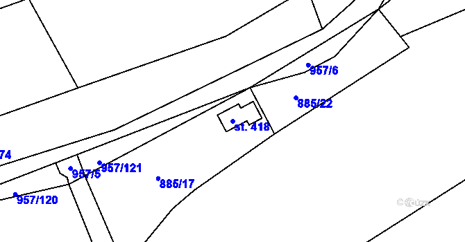 Parcela st. 418 v KÚ Otvovice, Katastrální mapa
