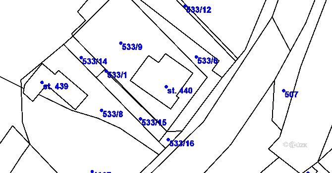 Parcela st. 440 v KÚ Otvovice, Katastrální mapa