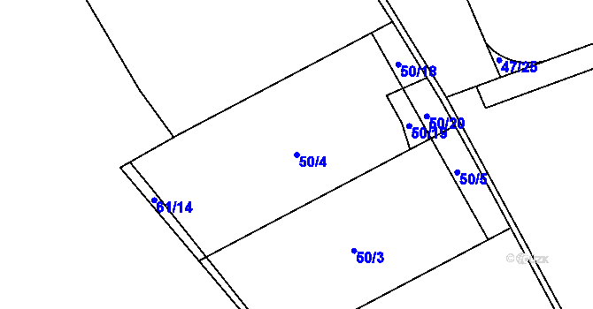 Parcela st. 50/4 v KÚ Otvovice, Katastrální mapa