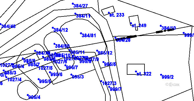 Parcela st. 985/12 v KÚ Otvovice, Katastrální mapa