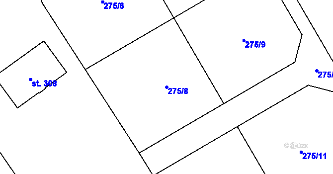 Parcela st. 275/8 v KÚ Otvovice, Katastrální mapa