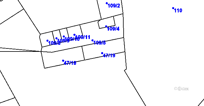 Parcela st. 47/19 v KÚ Otvovice, Katastrální mapa