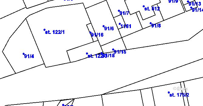 Parcela st. 91/18 v KÚ Otvovice, Katastrální mapa